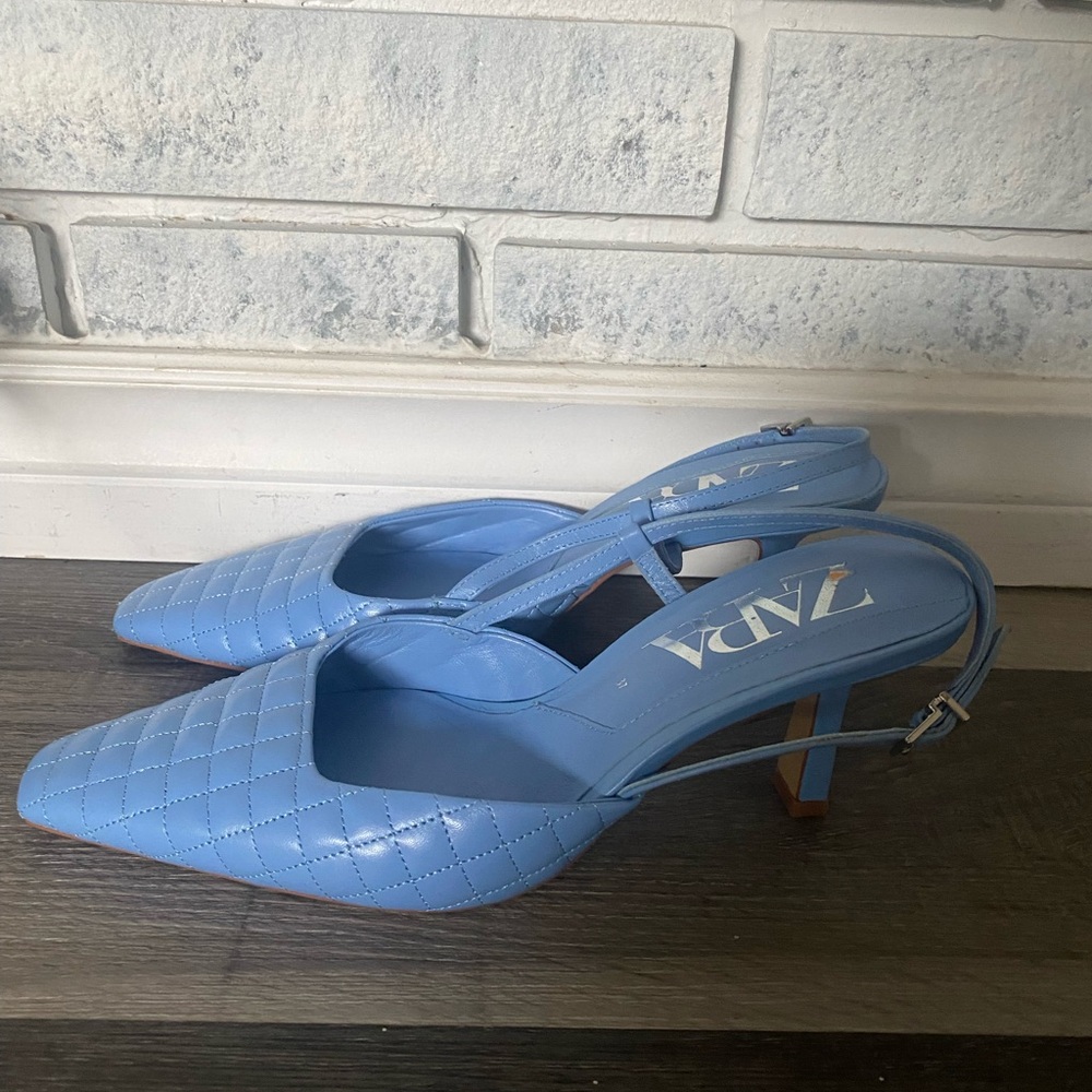 Zara Dusty Blue Kitten Heels
